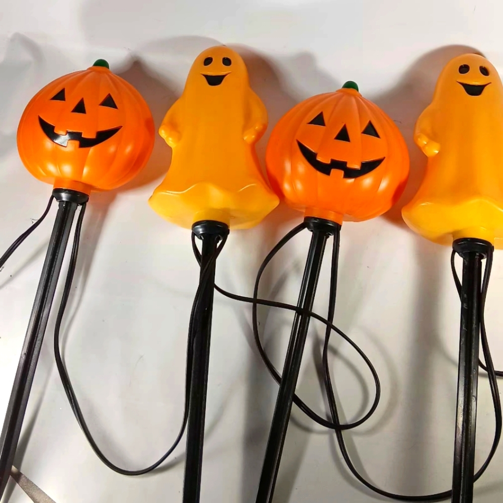 Halloween Pumpkin and Ghost Pathway Lights Set Of 4